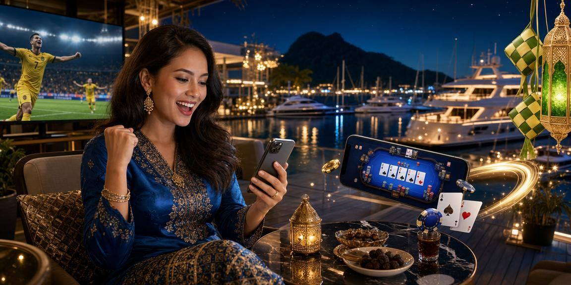 Pemain acv41 menikmati permainan poker melalui aplikasi Android semasa Hari Raya di Langkawi